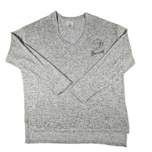 Buc-ee's Heather Grey V-Neck Long Sleeve Tunic Sweater Medium Iconic Beaver Logo